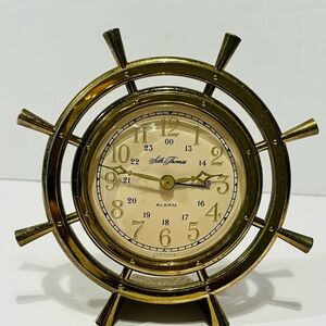 Vintage Seth Thomas Germany Ship’s Wheel Alarm Clock